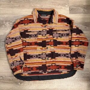 Blu Pepper Southwestern Aztec Print Shacket Rust Orange Button Front Jacket L/XL